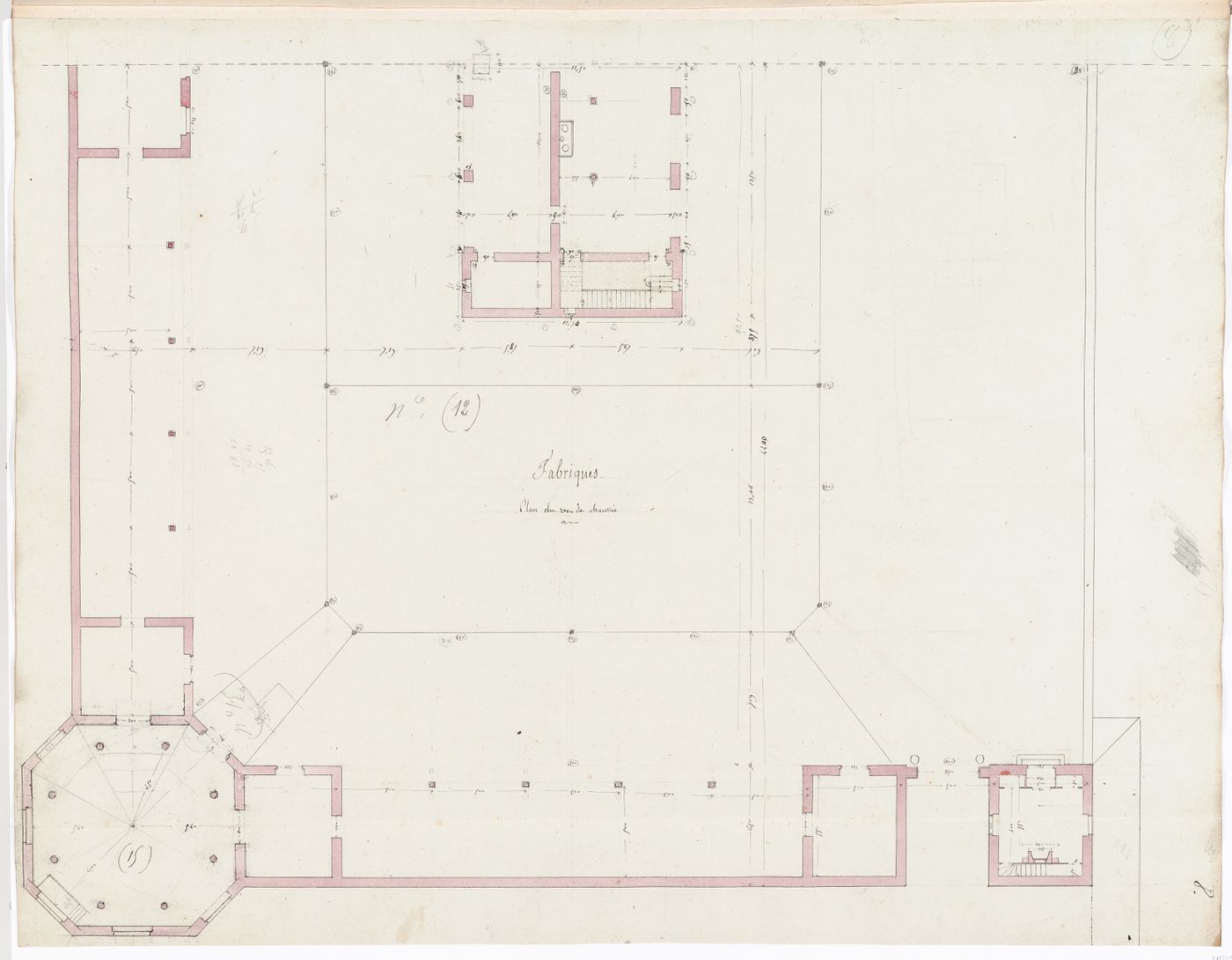 Project for Clos d'équarrissage, fôret de Bondy: Ground floor plan for the factory for the preservation of muscles