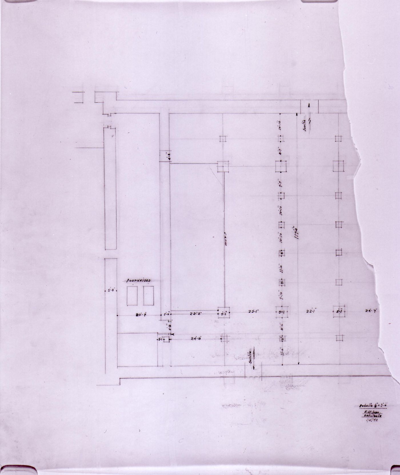 Plan of Notre-Dame de Montréal, apparently for the renovations of 1929-1949