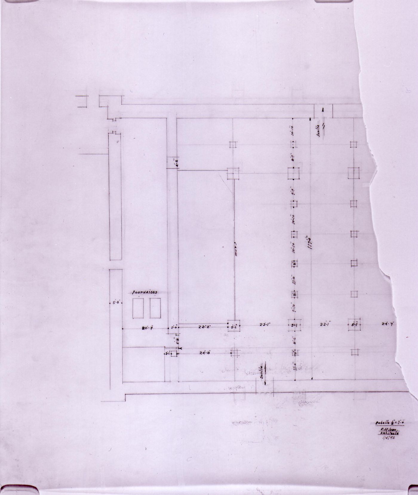 Plan of Notre-Dame de Montréal, apparently for the renovations of 1929-1949