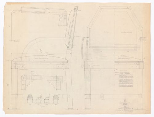 Élévations, coupes et détails des chaises "H" pour Cour suprême du Canada, Ottawa, Ontario