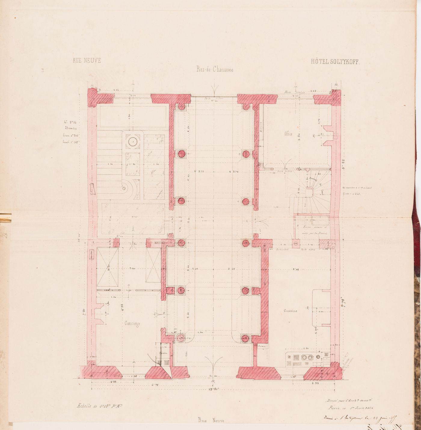 Plan for the ground floor stonework, Hôtel Soltykoff