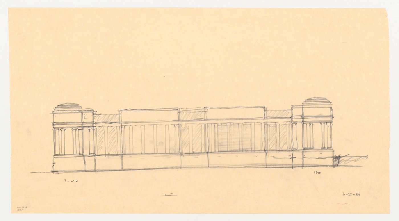 West elevation for the Brooklyn Museum master plan, first phase