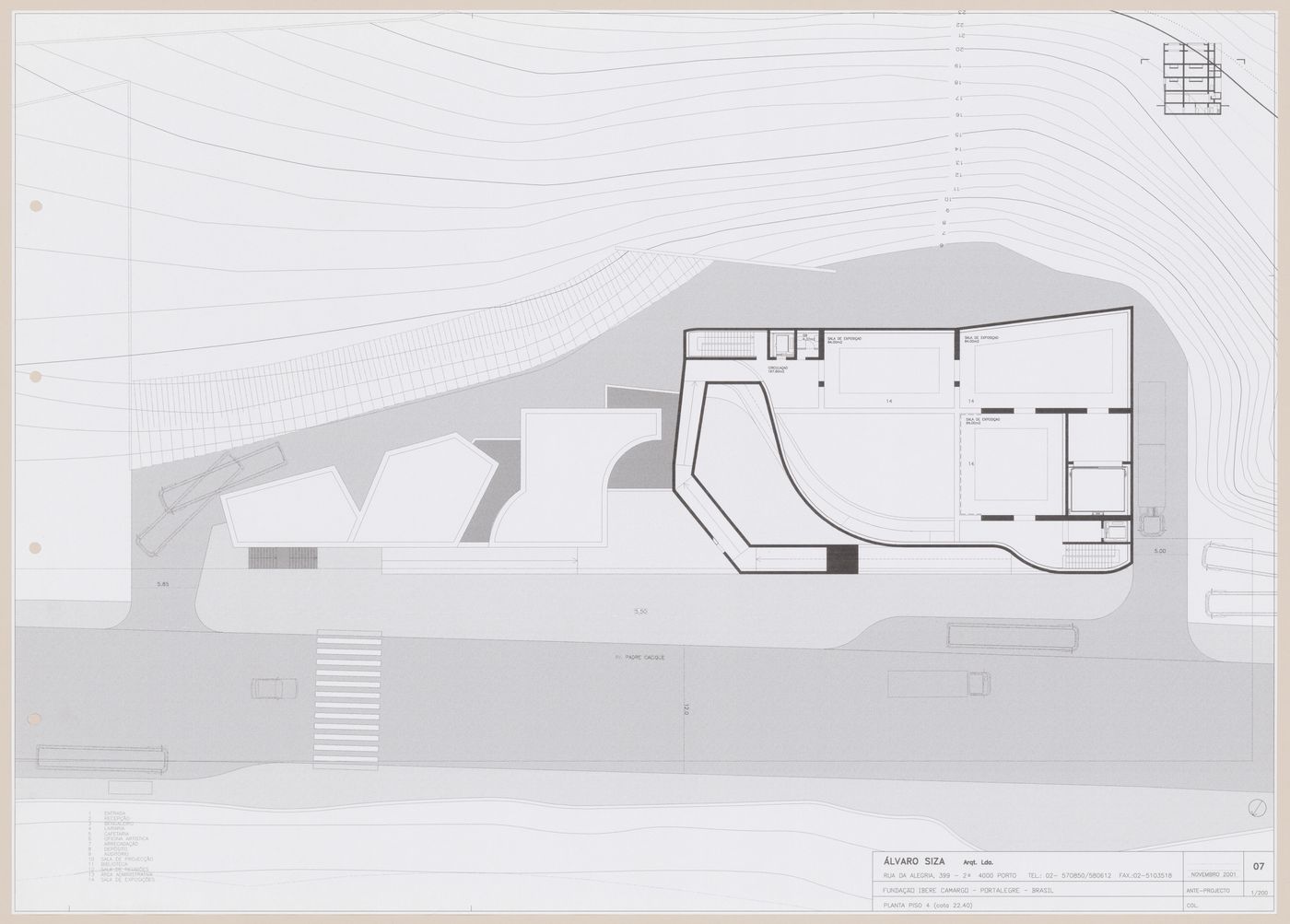 Fifth floor plan for C. Cultural e Audit. para a Fundação Iberê  Camargo [Iberê  Camargo Foundation Museum], Porto Alegre, Brazil