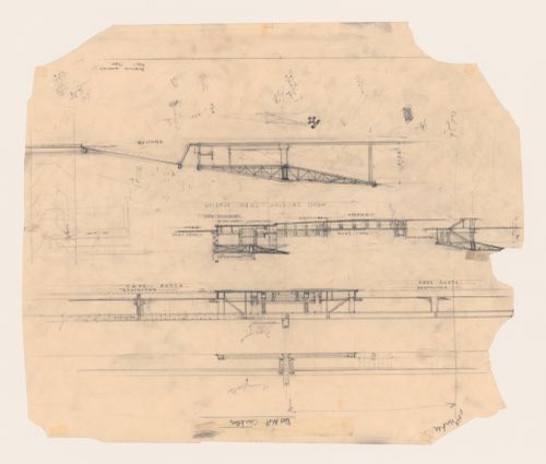 Lehigh Airports Competition Entry: Elevation for the station and sections through the hangars and concourse