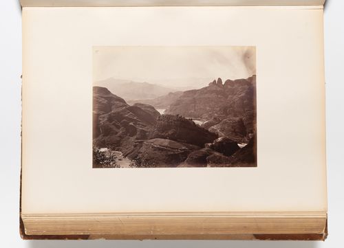 Panoramic view of mountains, a canyon and a river, southern China