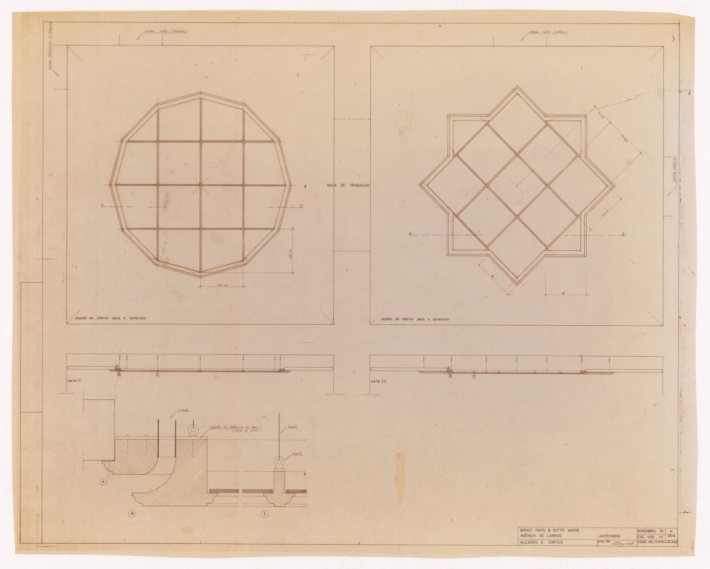 Details of skylights for Banco Pinto & Sotto Mayor, Lamego, Portugal