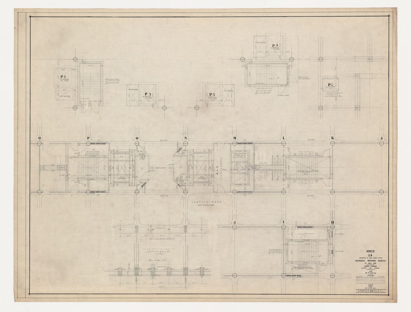 Postes de travail : plans, Imprimerie Nationale du Canada, Hull, Québec, Canada