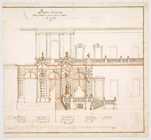 Prospetto in due maniere della galleria  a tevverno verso il giardino di Ripalta