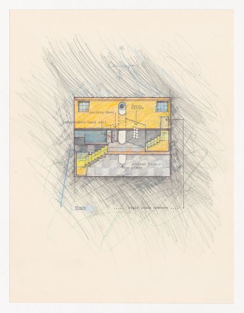 Interior perspective for the Nofamily House showing "Traps"
