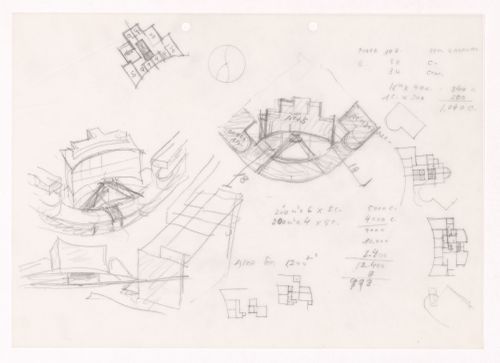 Sketch axonometric views and floor plans for Eng. Jorge Guimarães, Porto, Portugal