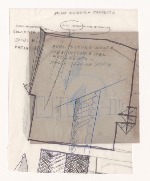 Collage with notes for Fortezza da Basso, National Centre for Arts and Crafts, Florence, Italy