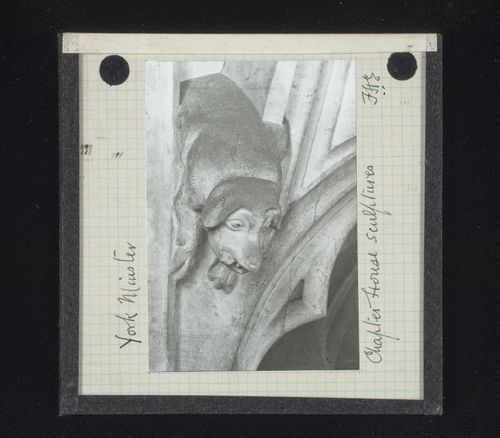 View of grotesque sculpture in Chapter House of York Minster, York, North Yorkshire, England