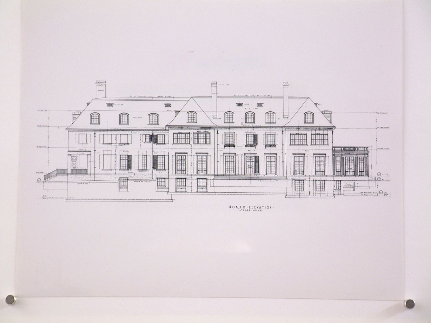 Photograph of the north rear elevation for the John S. Newberry house (now demolished), Lake Shore Road, Grosse Pointe Farms, Michigan