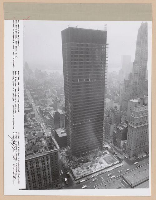 Seagram building under construction, 375 Park avenue, New York, N.Y., south-east view