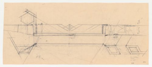 Wayfarers' Chapel, Palos Verdes, California: Elevation and plan for the entrance gate and sign