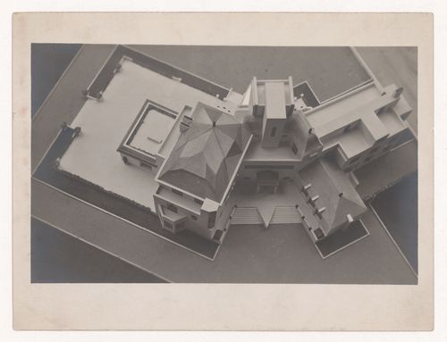 View from above of a model for the Jacques Doucet Villa in Marly-le-Roi, France
