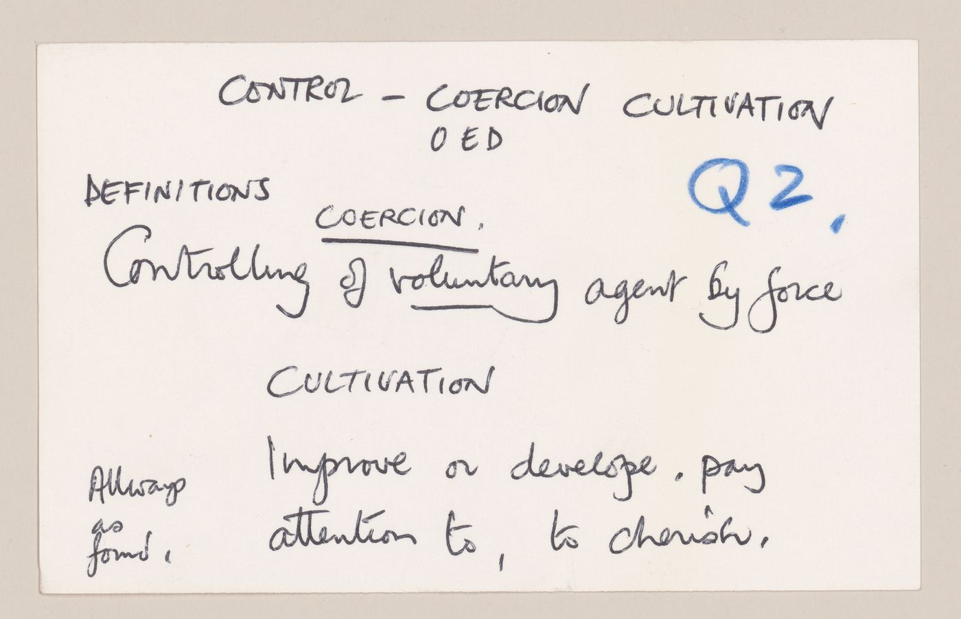 Notes for AA lecture 6 "Control: Coercion or Cultivation"