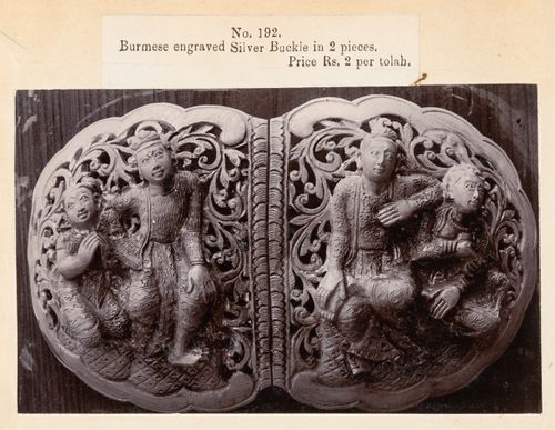 View of buckles, F. Beato Limited, C Road, Mandalay, Burma (now Myanmar)