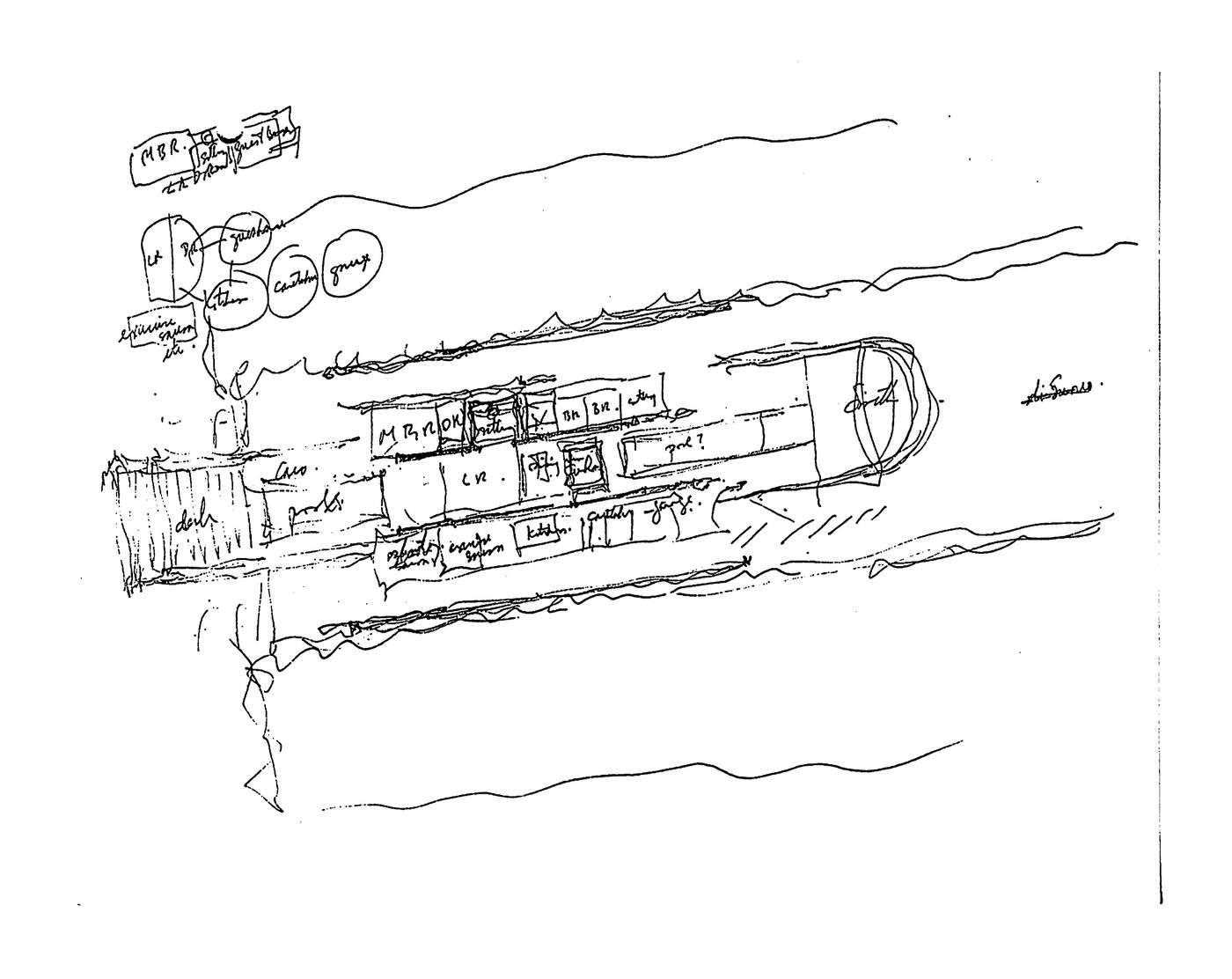 Schematic plan with functional diagram of Private Residence, Pacific North-West (also called "Bagley Wright House")