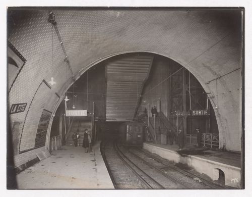 Construction of the Paris Metro, interior view of a station, Paris, France