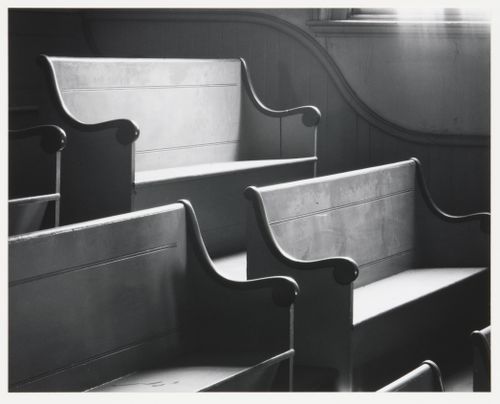 View of gallery benches, fifth floor, Old City Hall, Boston, Massachusetts, United States