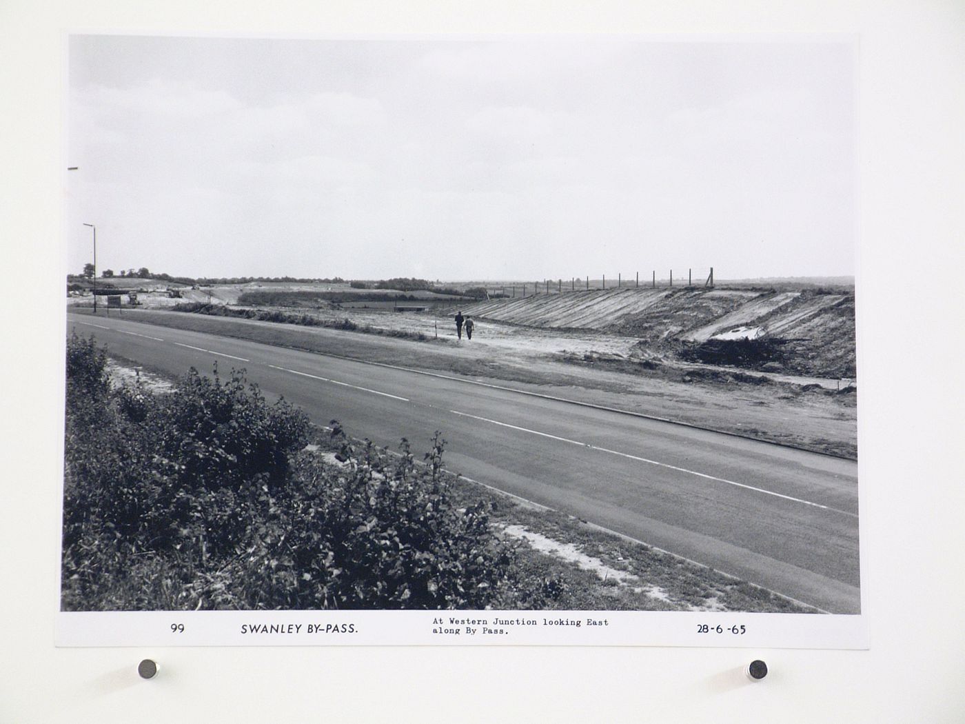 View at western junction looking east along bypass, during construction of the Swanley Bypass, England
