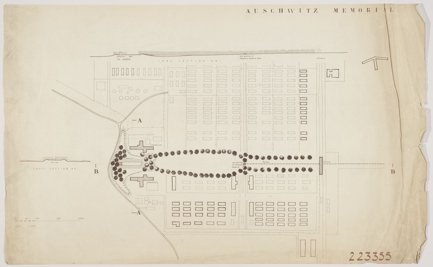 Site plan and sections for Auschwitz Memorial