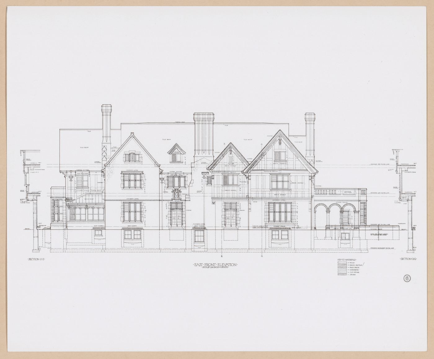 Photograph of the east front elevation for the E. Chandler Walker house (now the Art Gallery of Windsor), Walkerville, Windsor, Ontario