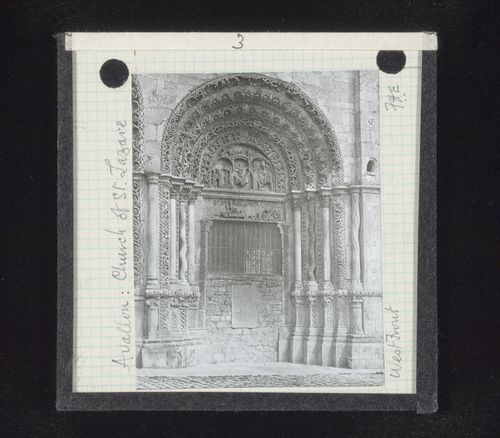 View of west portal of Saint-Lazare, Avallon, France