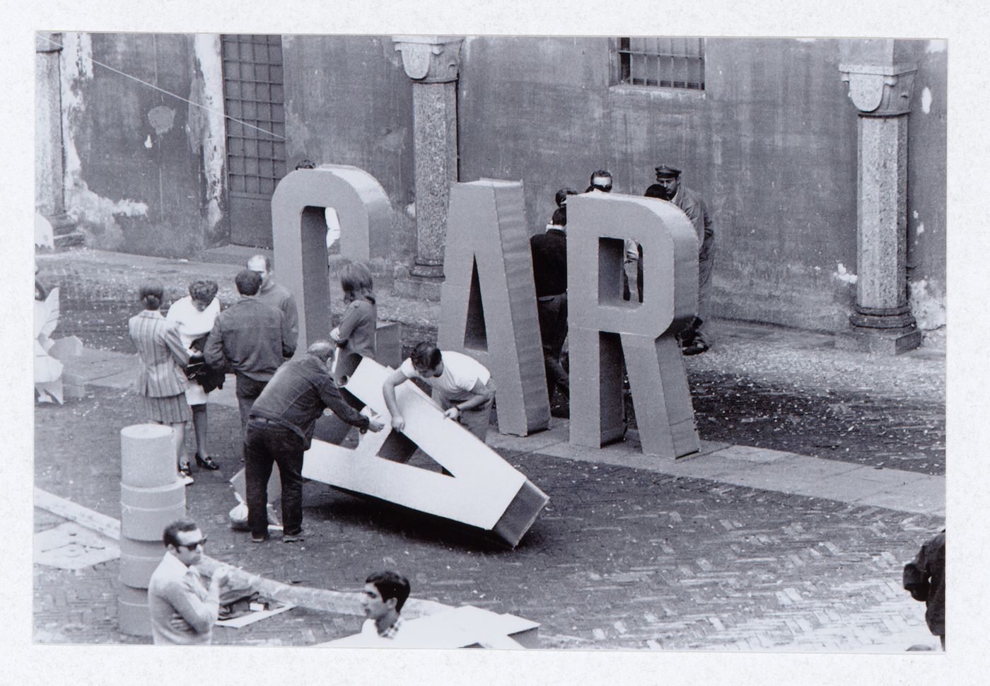 Photograph of the construction of the installation for Carabinieri