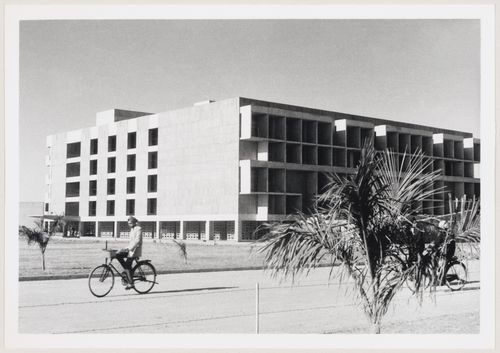 University Library façade with the main entrance, Punjab University, Chandigarh, India