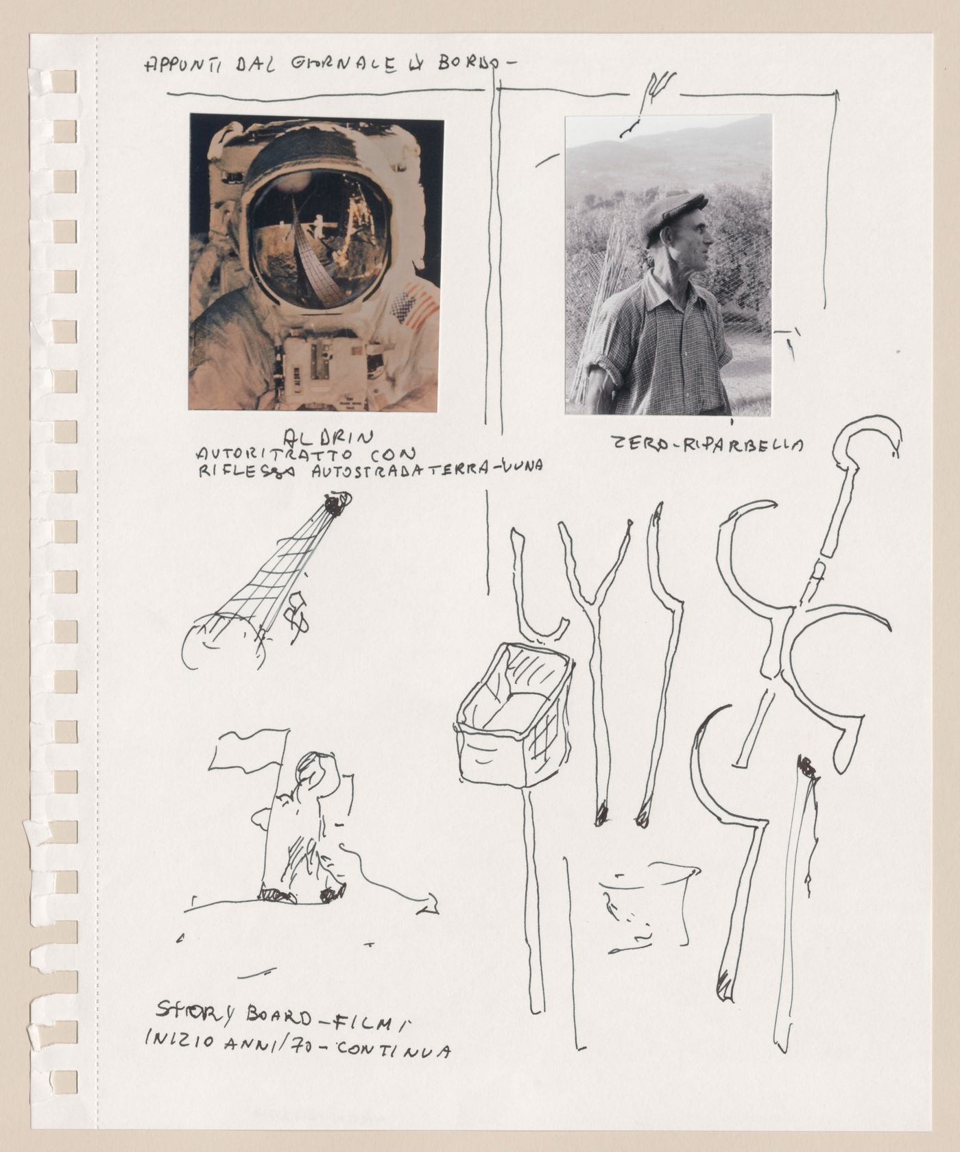 Collage with annotations for Zeno, une cultura autosufficiente [Zeno, a self-sufficient culture]