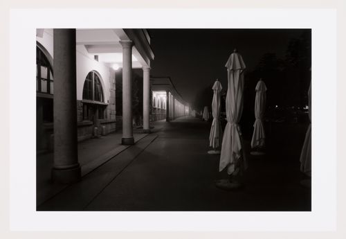 The central market arcade at night, Ljubljana, Slovenia