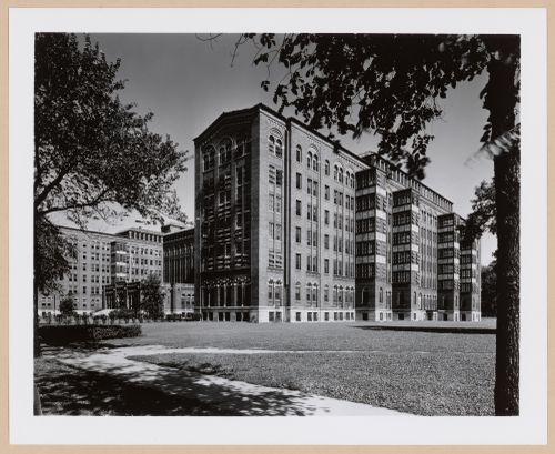 View of the principal [?] and lateral façades of the Tuberculosis Building, Herman Kiefer Hospital, Detroit, Michigan
