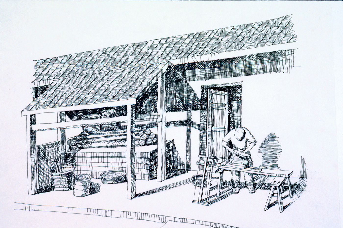 Illustration of rural activities used for "Village Upgrading" training package based on research paper "Housing a Billion: Volume 2: Village Upgrading: Jianlu, China"