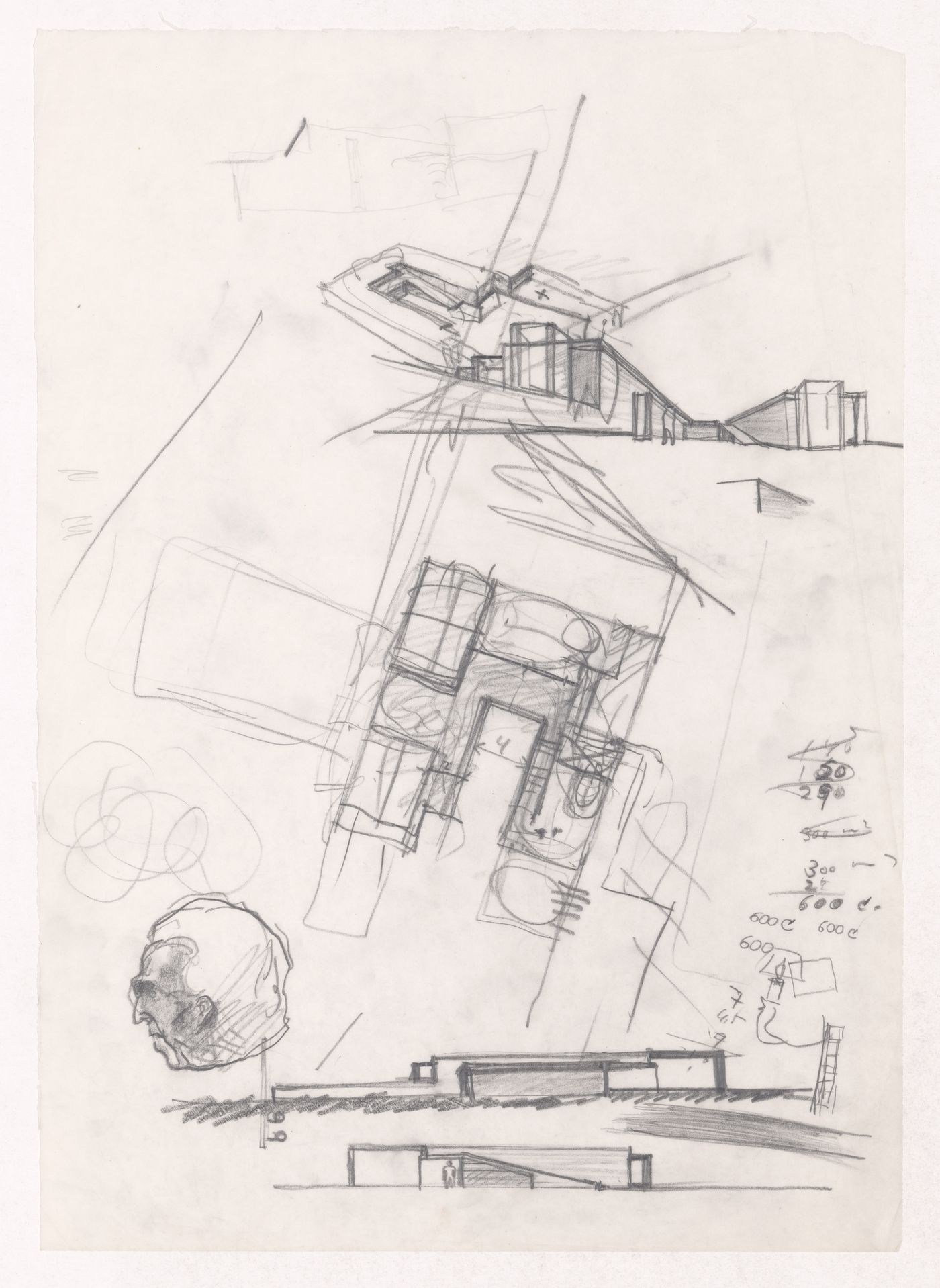 Sketch plan and perspectives for Habitação A. Felgueiras, Porto, Portugal