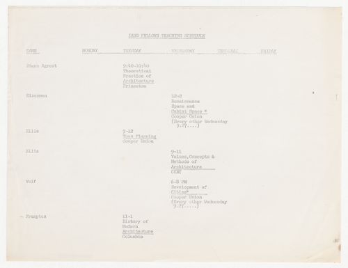 IAUS Fellows teaching schedule