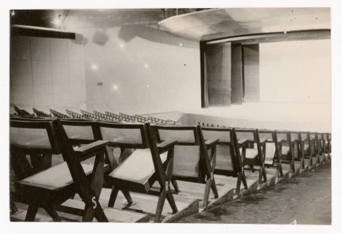Photograph of the chairs and back view of the auditorium for Tagore Theatre project, Chandigarh, India