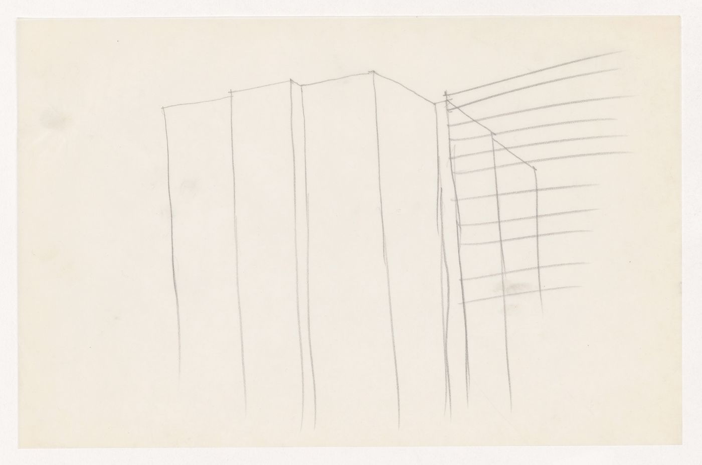 Interior perspective sketch showing column and wall connection at corner for the Metallurgy Building, Illinois Institute of Technology, Chicago