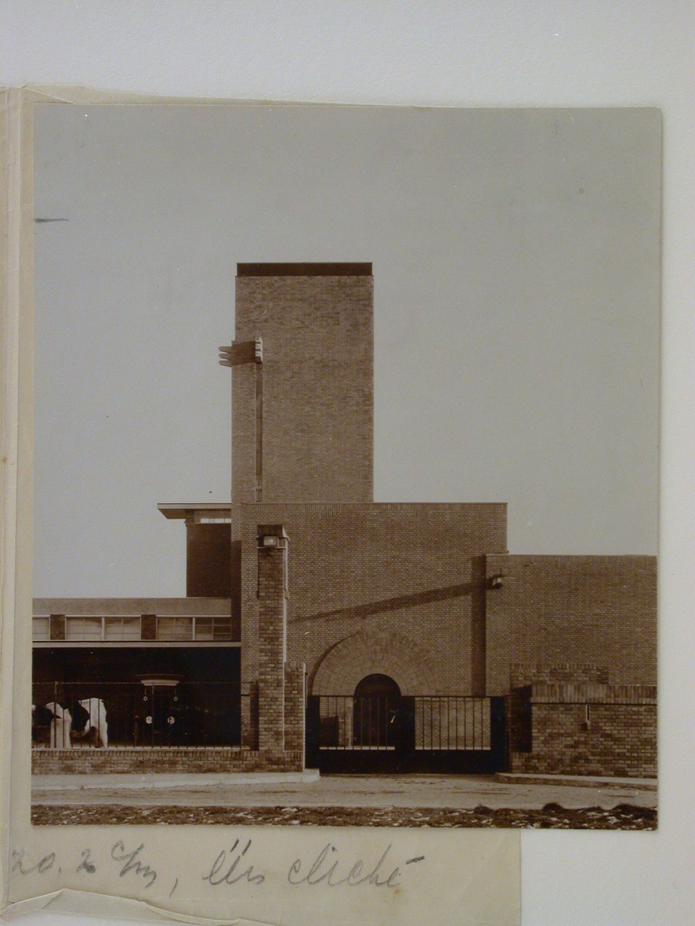 Partial view of public slaughterhouse (now demolished) with livestock, Hilversum, Netherlands