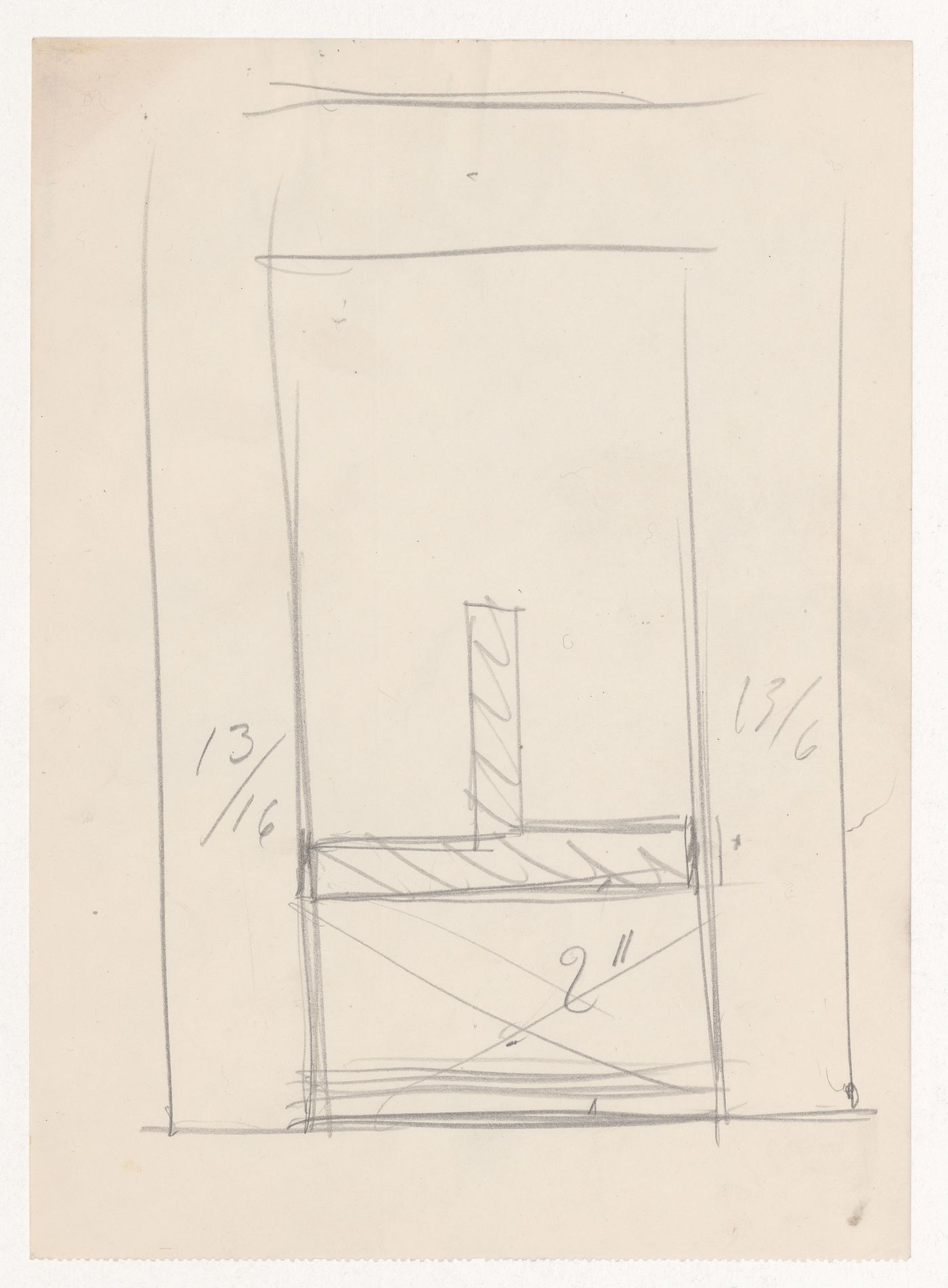 Sketch sectional detail for a column, probably for Illinois Institute of Technology
