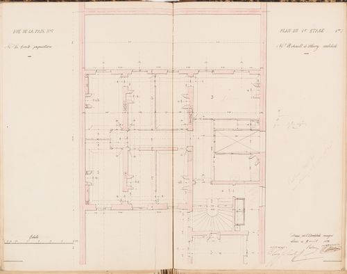 Contract drawing for the Hôtel du Timbre for Monsieur Le Comte, 7 rue de la Paix, Paris: First floor plan for the "2e appartement"