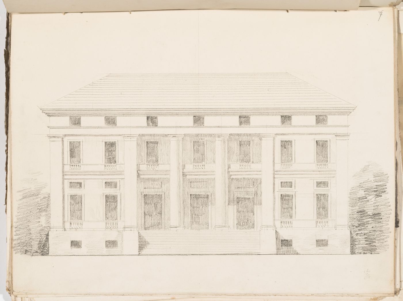 Project no. 6 for a country house for comte Treilhard: Principal elevation