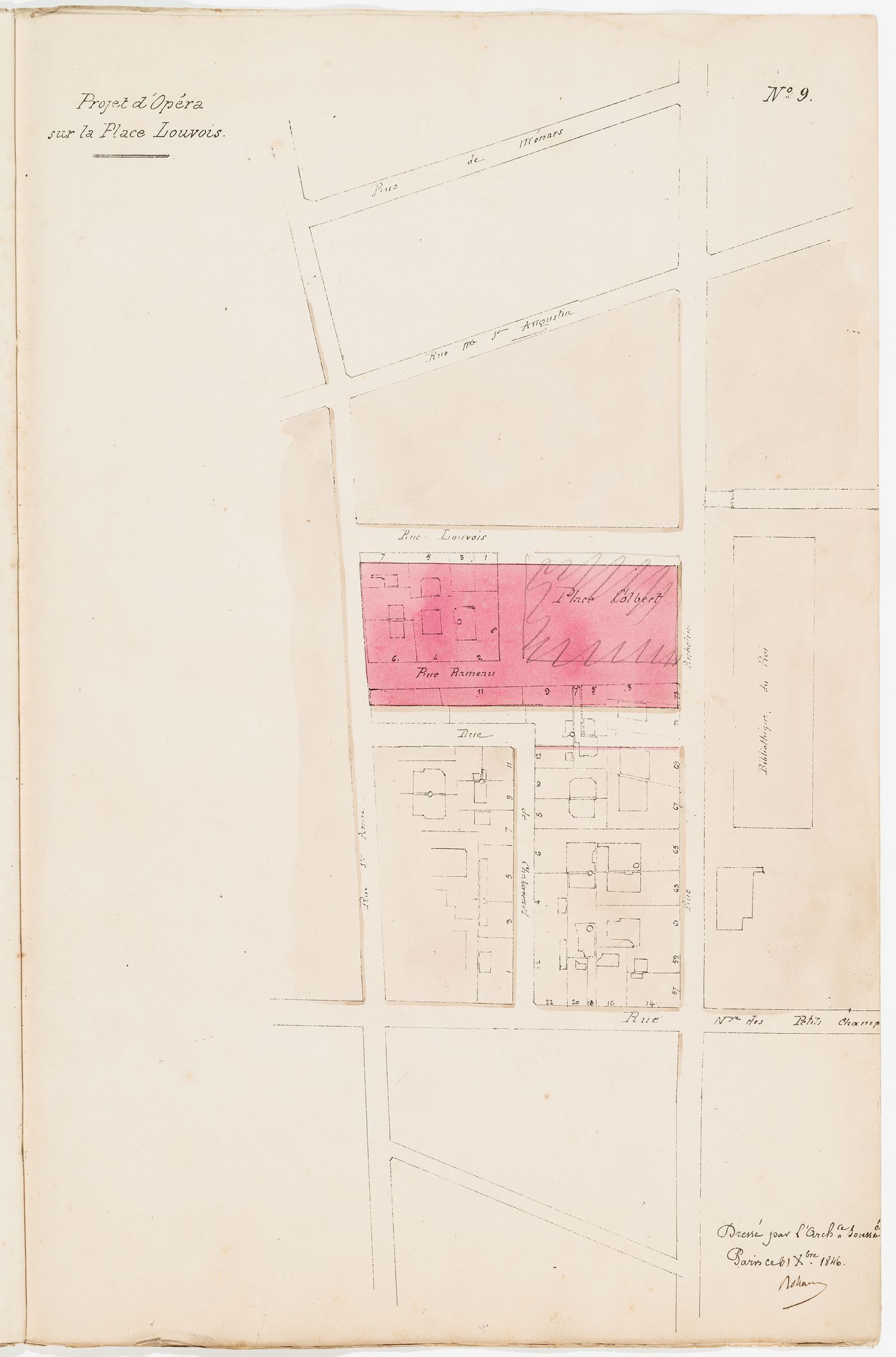 Project no. 9: Site plan for an opera house for the Académie royale de musique, place Louvois