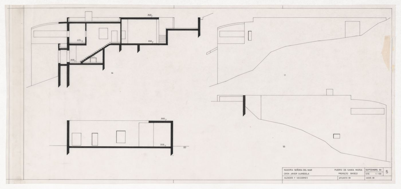 Elevations and sections for Casa Guardiola, Puerto de Santa Maria, Spain