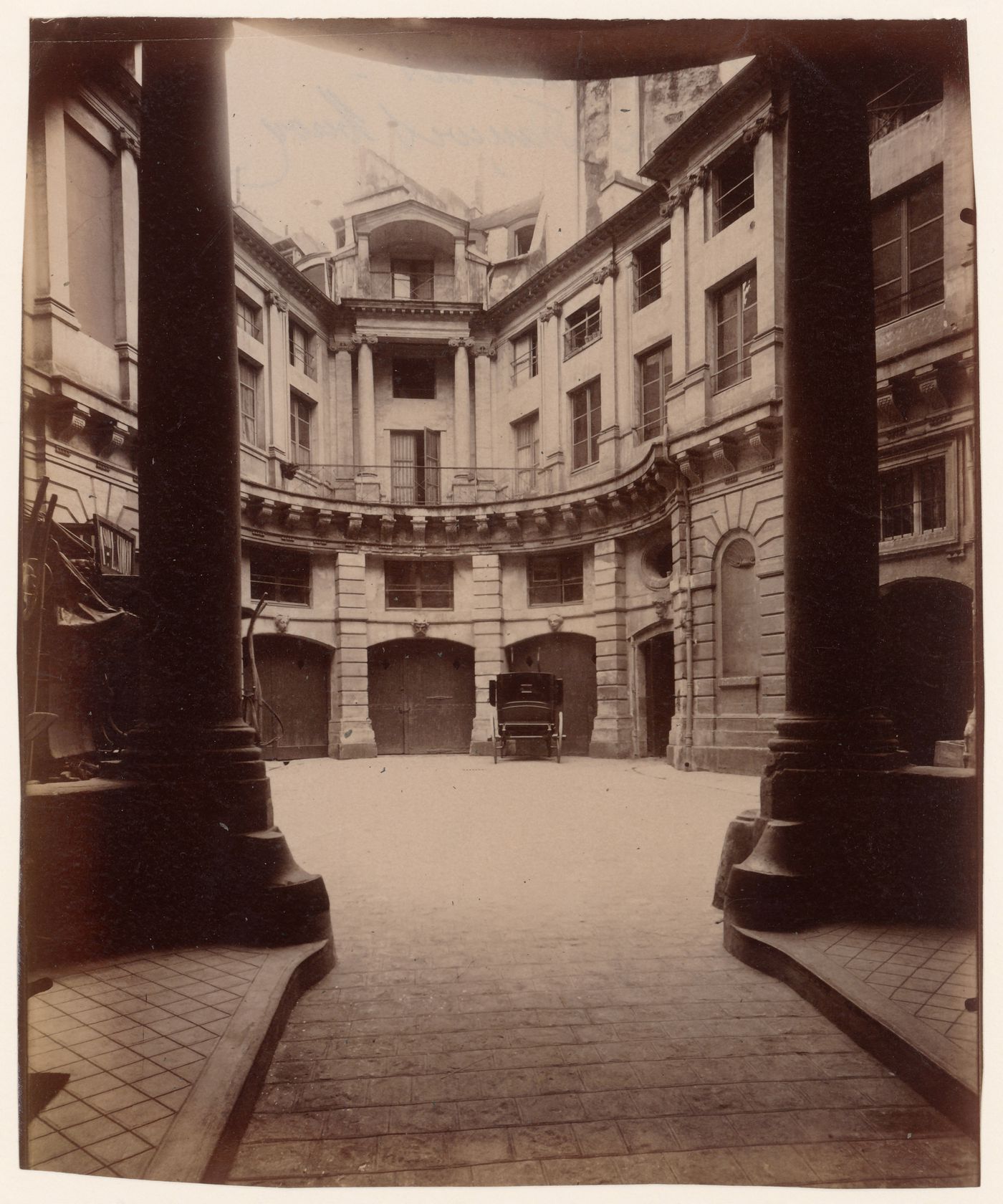 Hôtel de Beauvais, southside of courtyard from beneath entrance portico, Paris, France