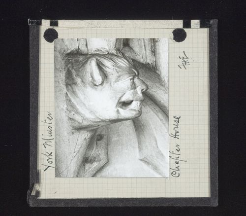View of grotesque sculpture in Chapter House of York Minster, York, North Yorkshire, England