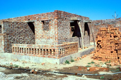 View of McGill's plot during construction at Aranya for the Aranya Housing Project, Indore, India