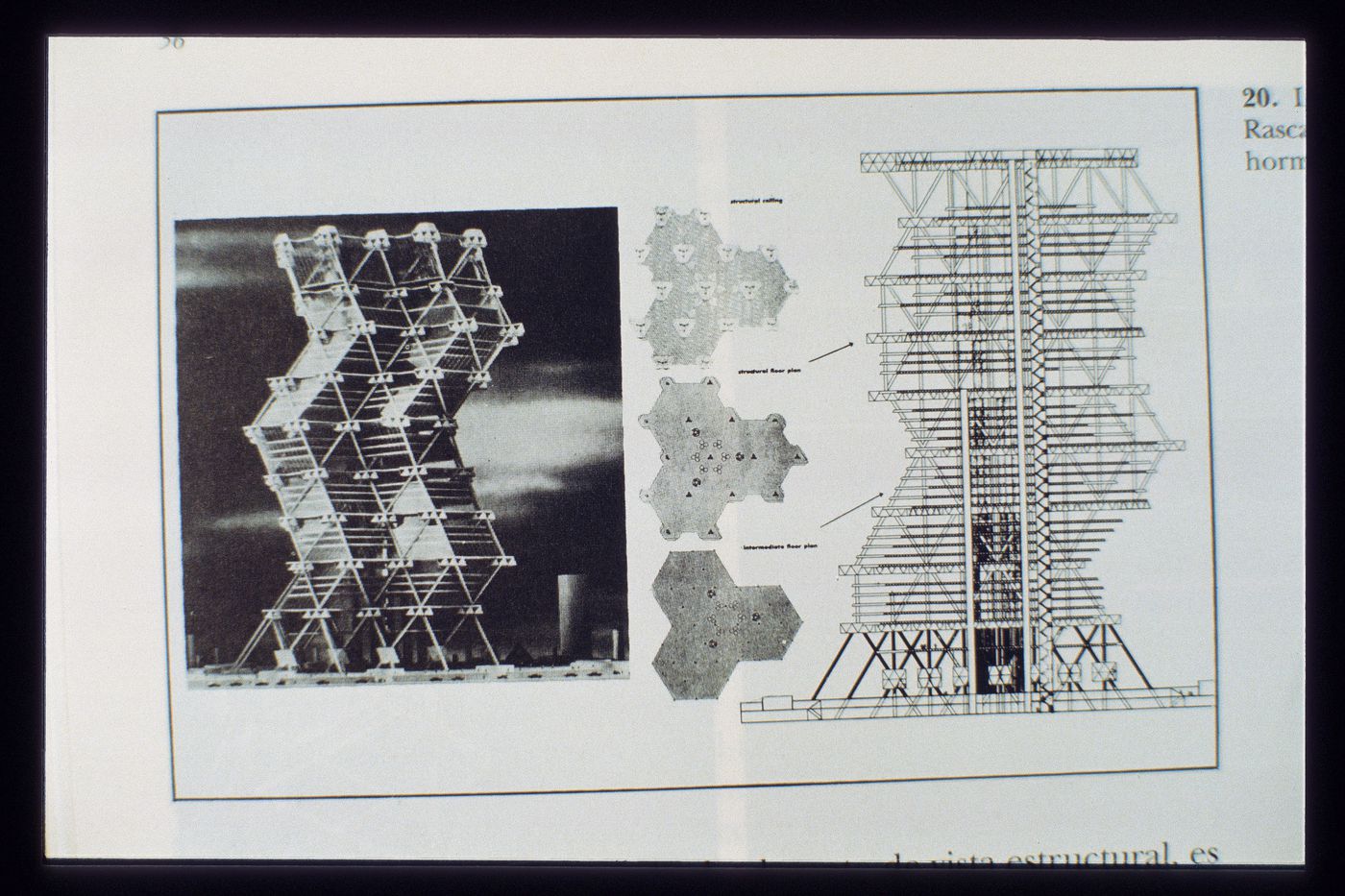 Slide of a drawing for City Tower, Philadelphia, by Louis Kahn and Anne Tyng