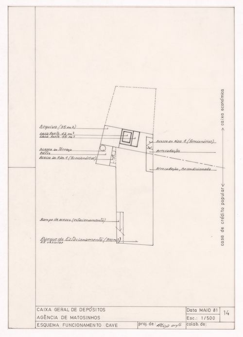 Basement plan for Caixa Geral de Depósitos, Matosinhos, Portugal